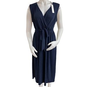 Nicole Miller Waist Tie Navy  Maxi Dress Large